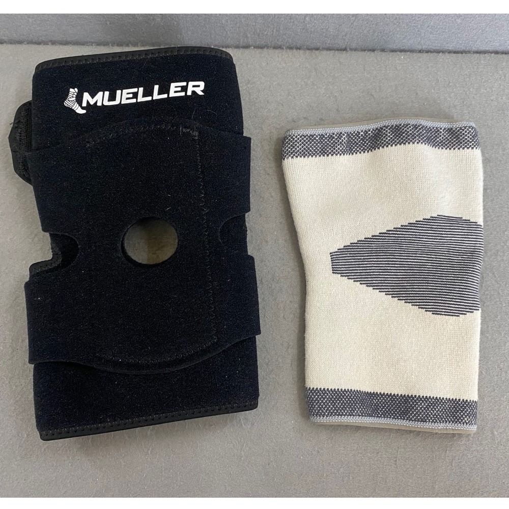 Mueller Adjust Knee Stabilizer Open Patella & Compression Sleeve Set Size S/M